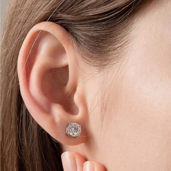 Genuine ~Certified 1 Carat Diamond 18k White Gold Stud Earrings ~ Dainty Studs - Picture 11 of 12